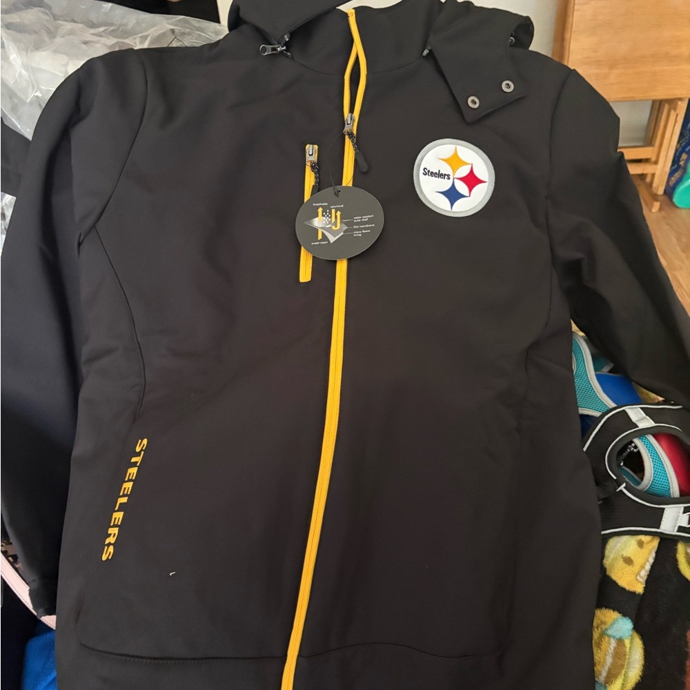 Black Steelers Jacket with Yellow Accents